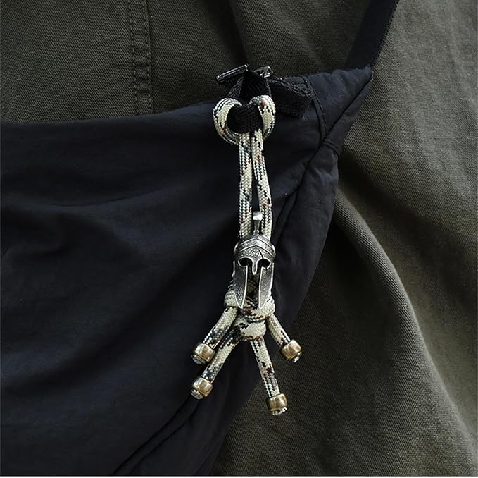 Paracord Keychain with Retro Brass Helmet Bead - Image 3