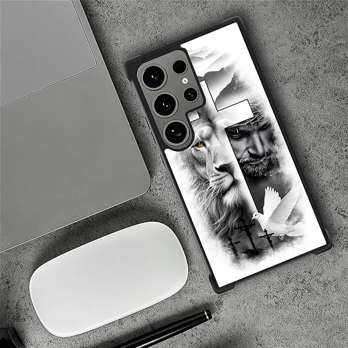 for Samsung Galaxy S24 Ultra Case, Lion Cross Jesus Christ Dove Pattern Graphic - Image 6