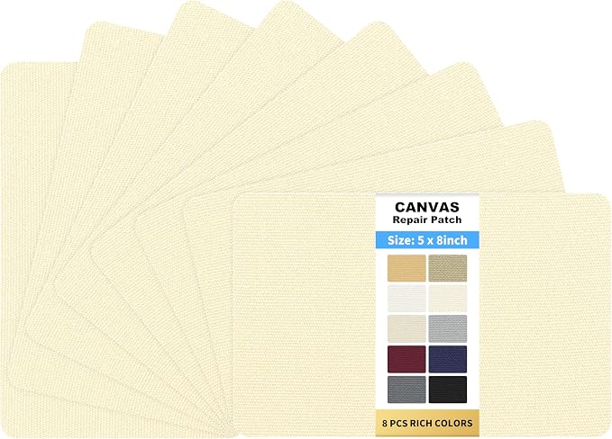 KING MOUNTAIN Canvas Repair Patch 5×8 Inch 8 Pcs Self-Adhesive Waterproof by ForABetterHomeLife
