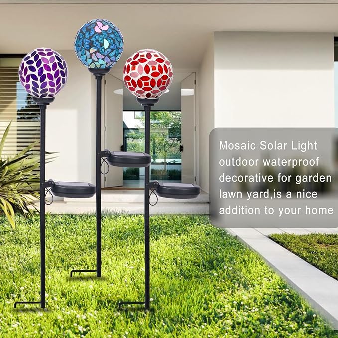 VCUTEKA Solar Garden Decorative Lights Outdoor, Mosaic Solar Light Waterproof - Image 2