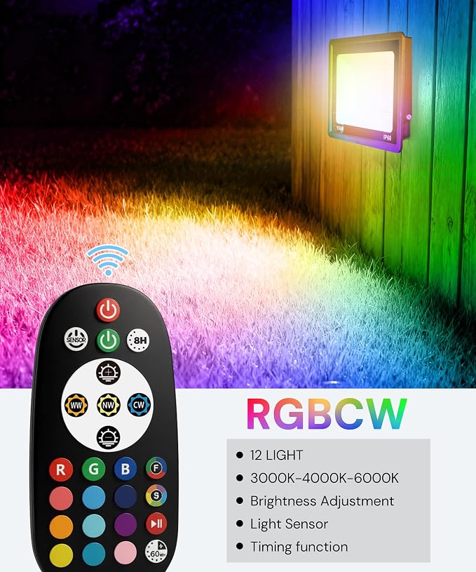 L LOHAS LED 150W Flood Light Outdoor, RGB Landscape Lighting - Image 4