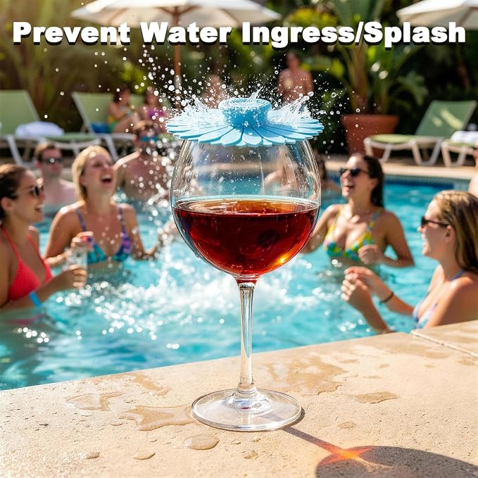 Goodluck Floating Pool Wine Glasses Set of 4, 18oz Tritan Shatterproof Stemware - Image 4