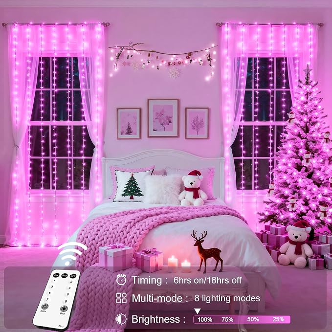 JMEXSUSS 300 LED Curtain Lights Plug in - Image 7