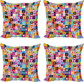 Ambesonne Abstract Throw Pillow Cushion Case Pack of 4, Colored Alphabet by Ambesonne