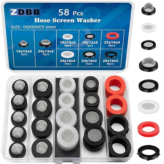 ZDBB 58 PCS Shower Head Garden Hose Screen Filter Gasket.Stainless Steel Water by ZDBB
