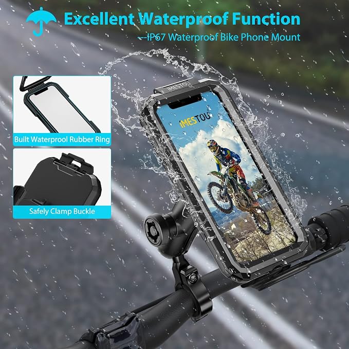 iMESTOU Anti-Theft Waterproof Motorcycle Phone Mount Bike Mobile Holder Double - Image 5