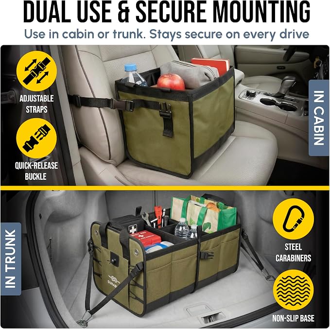 5-Section Extra Large Trunk Organizer – Heavy Duty 1680D Oxford, Collapsible & - Image 5