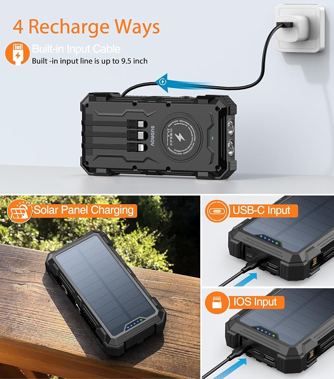 Sudrov Solar Charger Power Bank, 42800mAh Wireless Portable Charger - Image 3