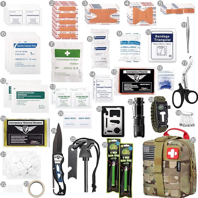 EVERLIT 250 Pieces Survival First Aid Kit IFAK EMT Molle Pouch Survival Kit - Image 3