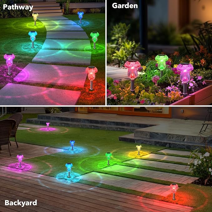 Benany Solar Lights Outdoor, 8 Pack Mushroom Lights Outside Waterproof - Image 5