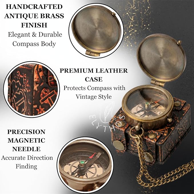 Handmade Brass Antique Compass - Image 3