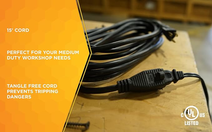 Woods Extension Cord | 15 Foot | Black | Pack of 4 - Image 3
