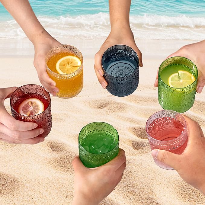 18PCS Plastic Hobnail Drinking Glasses - 14 Oz Clear Vintage Glasses Drinkware - Image 9