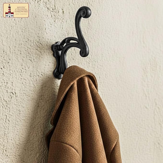 Mystic Colonial Rustic Cast Iron Wall Hooks Heavy Duty Vintage Utility Hooks - Image 9