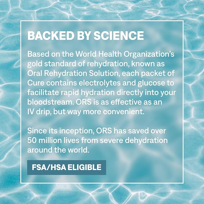 Cure Hydration | Plant-Based Electrolyte Drink Mix | No Added Sugar | FSA-HSA | - Image 7