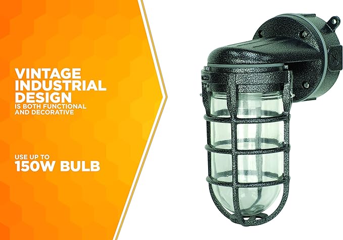 Woods L1707SVBLK Wall Mount Light in Hammered Black Finish Sturdy Die Cast - Image 6