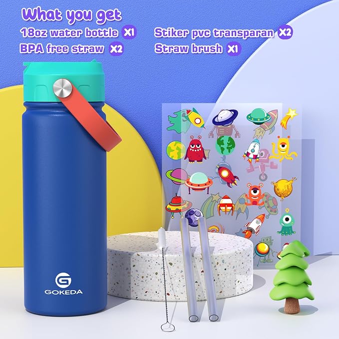 GoKEDA 18oz Kids Water Bottle, Insulated Bottles - Image 2