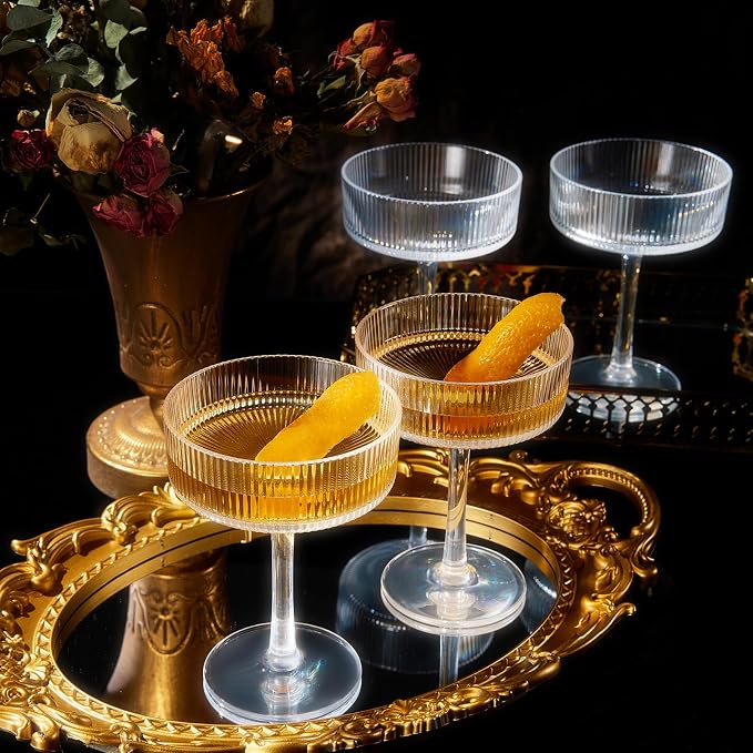 Khen Vintage Art Deco Shatterproof Coupe Martini, Champagne & Cocktail Glasses - Image 6