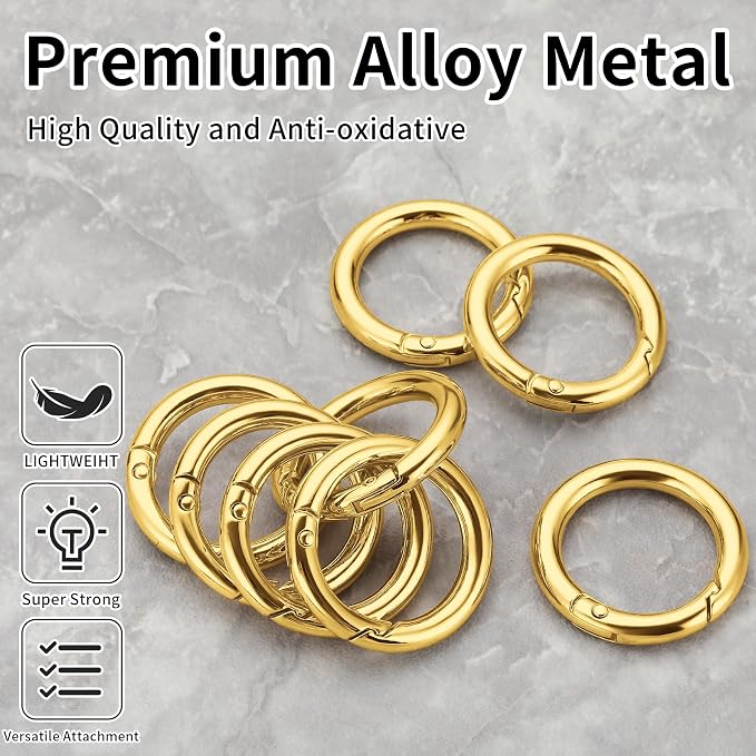 Gkeygo Key Ring Clip, 1 Inch Keychain Rings, 8 Pack Round Carabiner Clip - Image 2