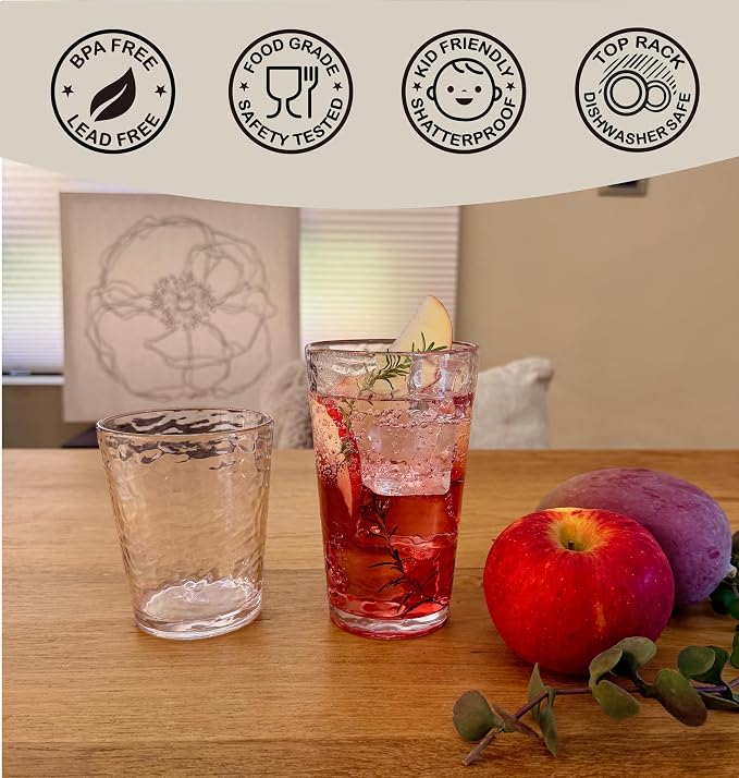 KLIFA- NICE- 14.7 & 20 ounce, Acrylic Tumbler & Highball Drinking Glasses Set - Image 3