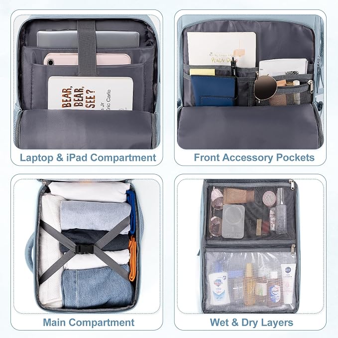 Sinaliy Travel laptop Backpack for Women, Personal Item Size Flight Approved - Image 7