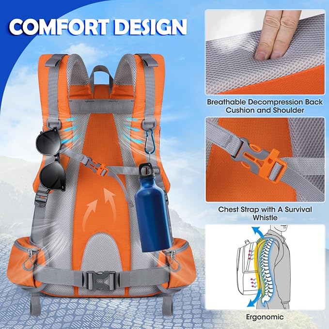 NUBILY 50L Hiking Backpack Waterproof Camping Backpack - Image 5