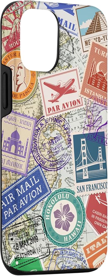 World Map Travel Passport Stamps Postage Stamp Case - Image 3
