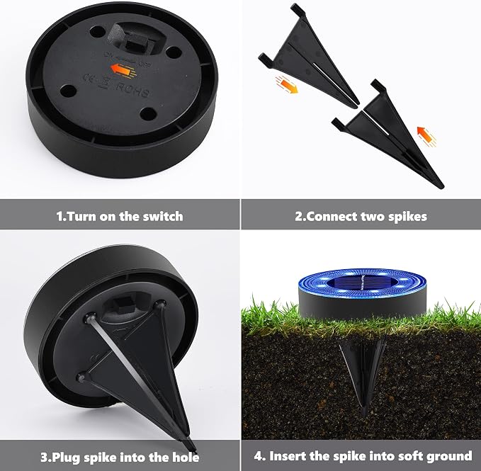 Joomer Solar Ground Lights, 4 Pack 8 LED Solar Lights Outdoor Waterproof IP68 - Image 5