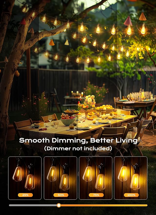 Brightown Outdoor String Lights, 200FT 64+2 LED ST38 LED Patio Lights - Image 4