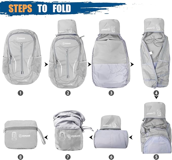 ZOMAKE Ultra Lightweight Packable Backpack 25L, Foldable Hiking Backpacks Water - Image 6