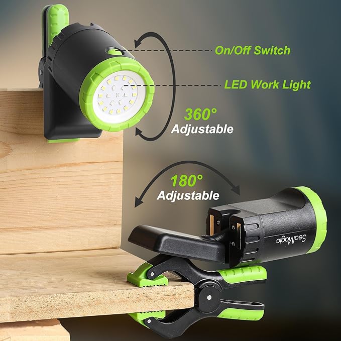 2-Pack Rechargeable LED Work Lights, 360-Degree Adjustable Spotlights - Image 5
