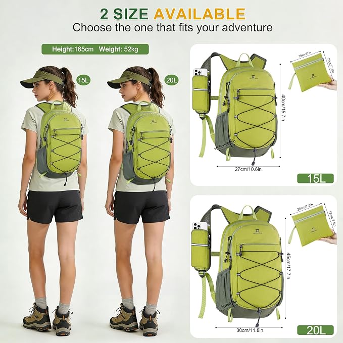 BECOJADDE Hiking Backpack 20L Small Backpack Packable Day pack Water Resistant - Image 6