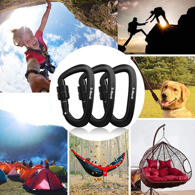 B-Mardi Carabiner Clips Heavy Duty 12kN-Lightweight Locking Carabiners - Image 4