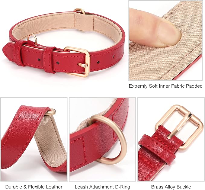 WHIPPY Leather Dog Collar for Small Medium Large Dog Adjustable Soft Breathable - Image 5