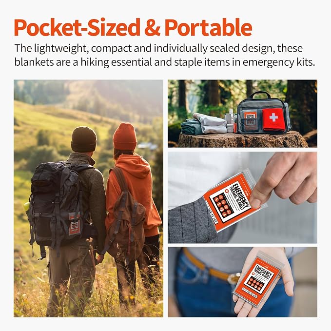Emergency Thermal Blankets, 4 Pack, Space Mylar Blanket Survival kit - Image 6