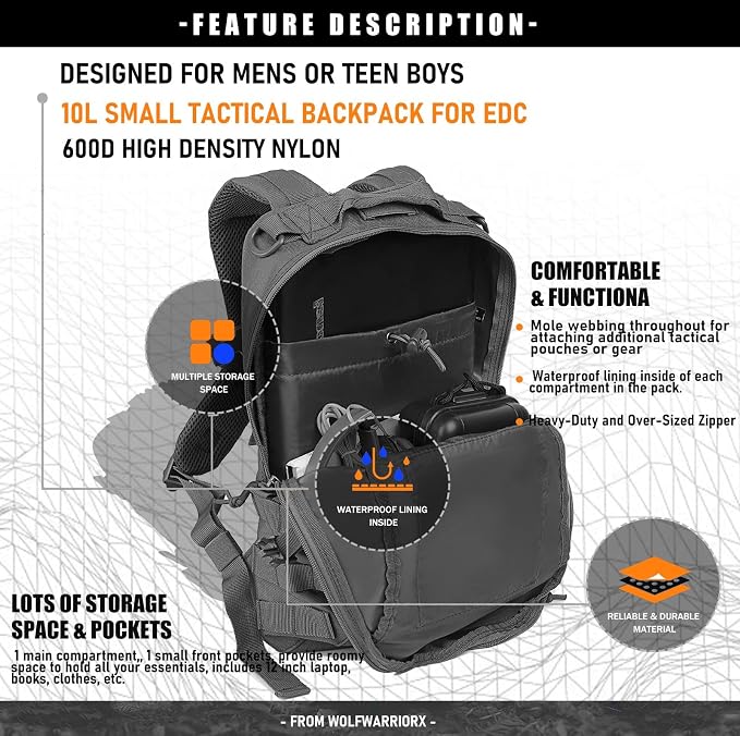 Miramrax 12L Small Backpack Day Pack - Image 3