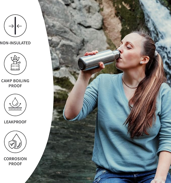 Bambaw Stainless Steel Single Wall Water Bottle, 24 oz, 750 ml, Dishwasher Safe - Image 3