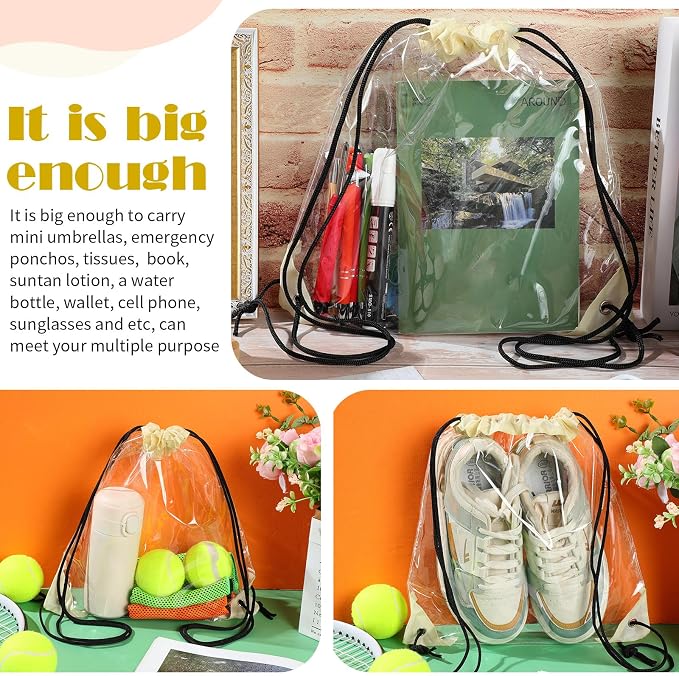 Shappy 30 Pcs Clear Drawstring Backpack, Plastic Waterproof Transparent Stadium - Image 5