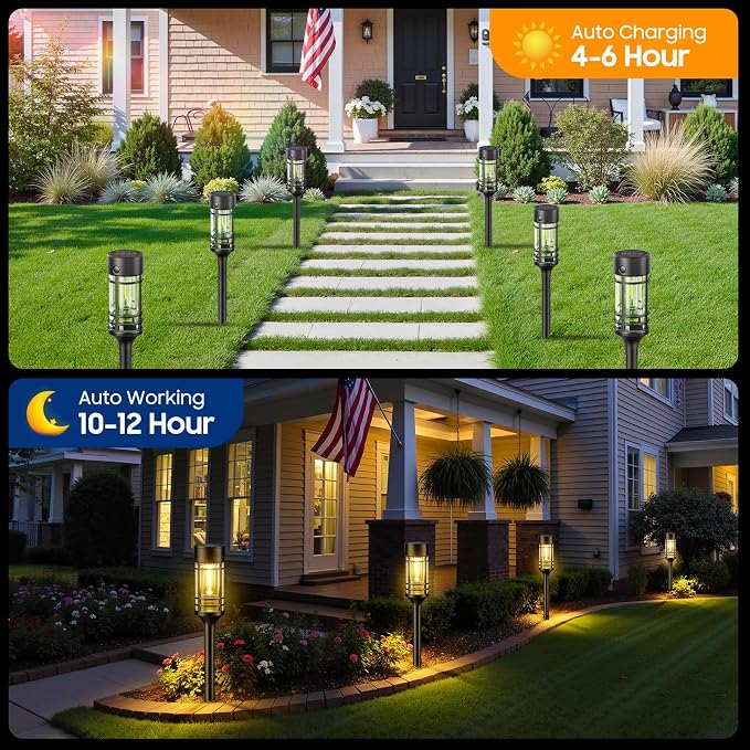 LETMY Solar Pathway Lights Outdoor, 4 Pack Solar Lights Outdoor Waterproof IP65 - Image 2