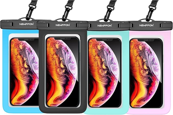 Waterproof Cell Phone Pouch : 4 Pack Float Clear Cell Holder Protector by Newppon