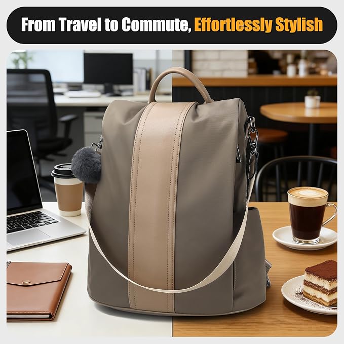 PINCNEL Women Backpack Purse Waterproof Nylon Anti-theft Rucksack Lightweight - Image 8