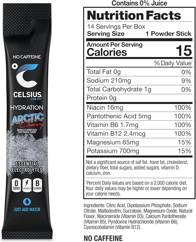 CELSIUS HYDRATION™ Arctic Cherry, Sugar Free Electrolyte Hydration Drink Mix - Image 3