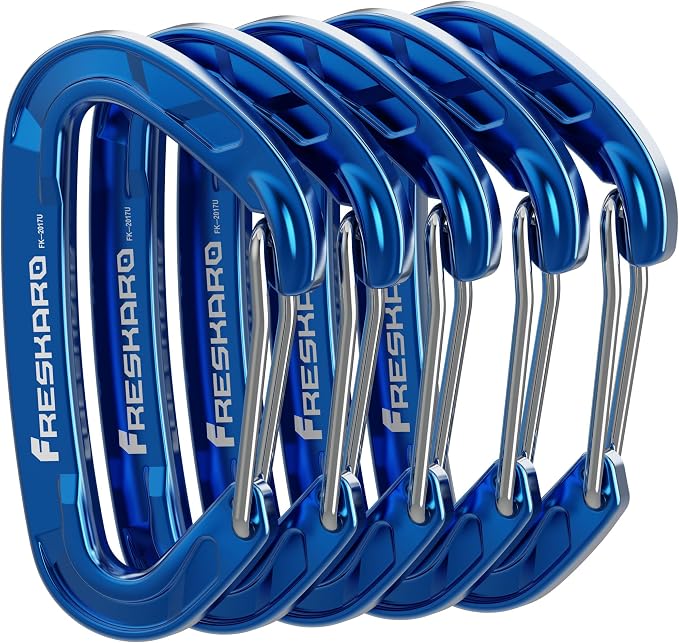 FresKaro 5pcs Nano Carabiner Clips, 8kN 1798lbs, Small Sturdy, Reliable by FresKaro