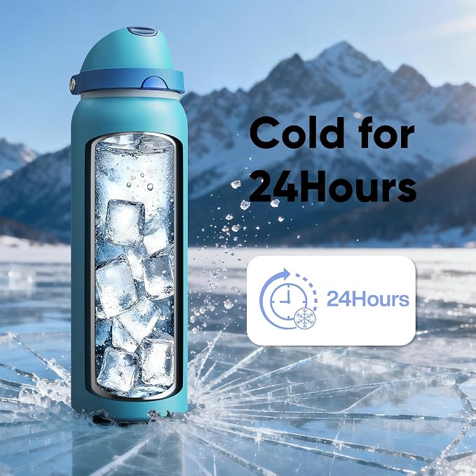 Insulated Water Bottle with Straw - Image 7