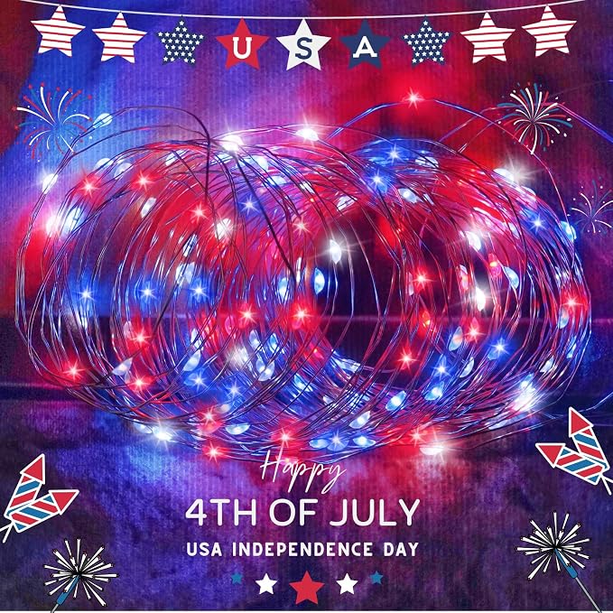 4th of July Decorations Solar String Lights 2Pack 400LED Independence Day Lights - Image 4