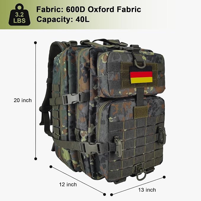 Hannibal Tactical MOLLE Assault Backpack, Tactical Backpack Military Army - Image 2