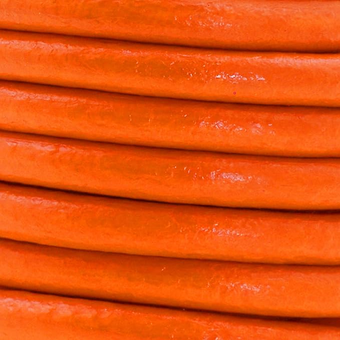 Mandala Crafts Round Genuine Orange Leather Cord - Image 3