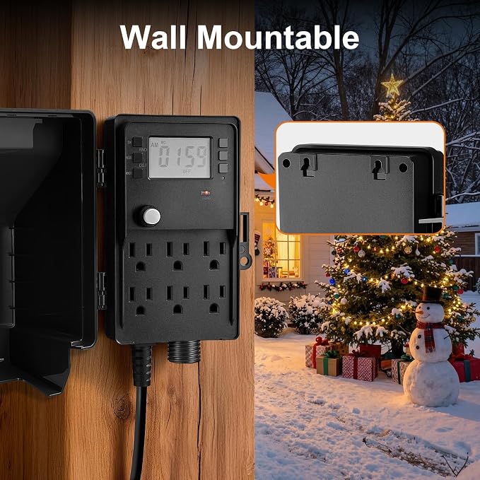 SURAIELEC Outdoor Power Stake, 7-Day Programmable Digital Timer, Power Strip - Image 6