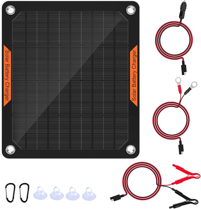 OYMSAE 12V Solar Battery Charger ，5W Waterproof Solar Battery Maintainer by OYMSAE