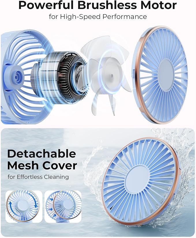TUNISE Portable Handheld Fan, Portable Fan Rechargeable, 180° Adjustable - Image 3